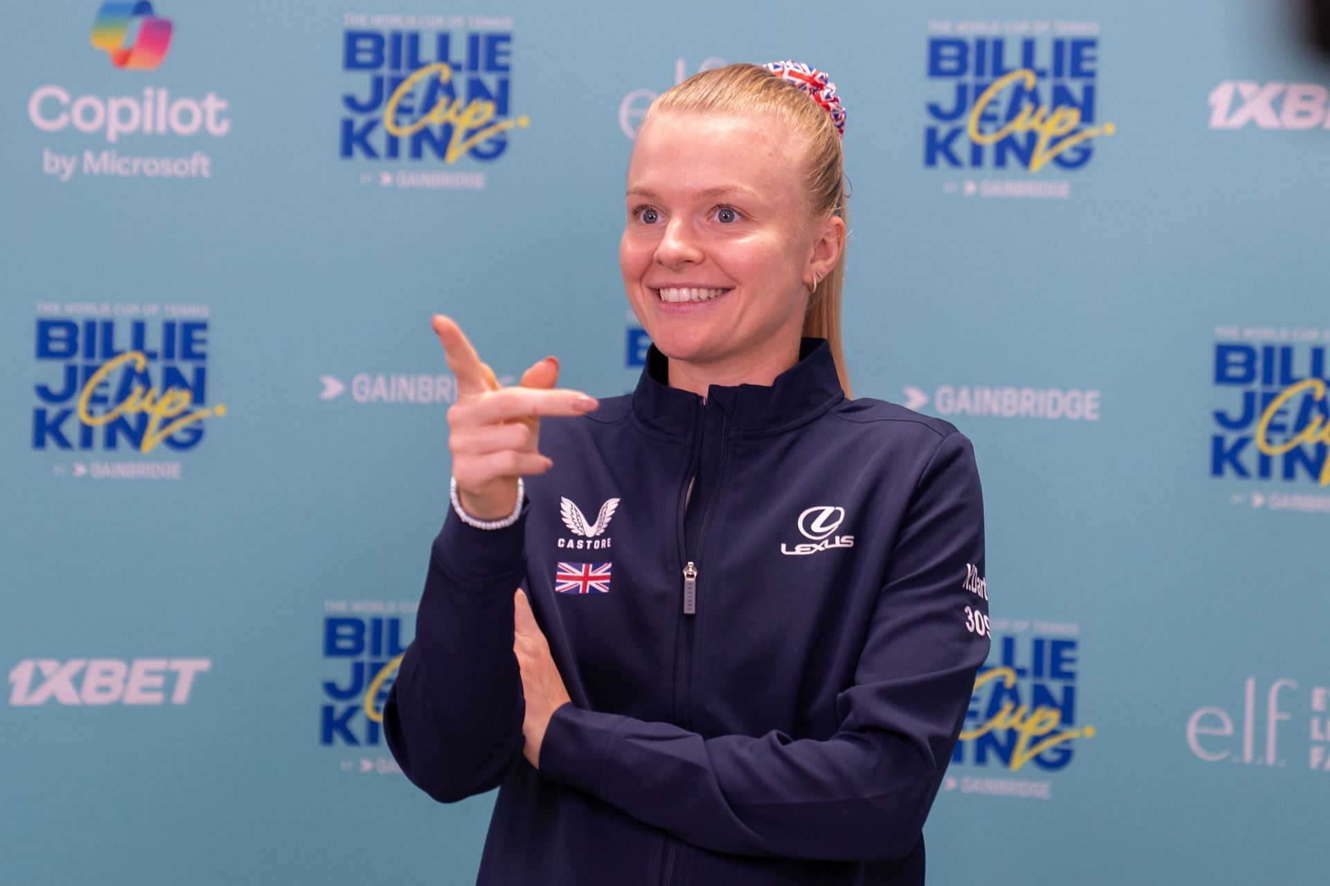 Dart points at the camera in the Billie Jean King Cup Qualifier - Source: Getty